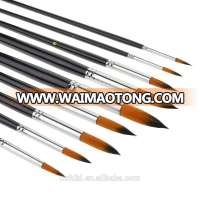 High Quality 9pcs/set Round Tip Paintbrushes Sable Filbert Watercolor Paint Brush Set Art Brush Wholesale