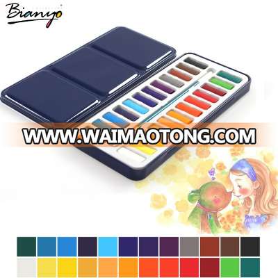 Amazon Hot sell 12/18/24 Colors Watercolor paint Cake with Tin Box