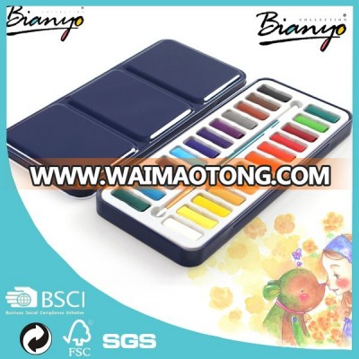 Bianyo 12 18 24 Colors Portable Tin Box Solid Water Color Paint Set For School Children Acrylic Drawing Painting Art Supplies